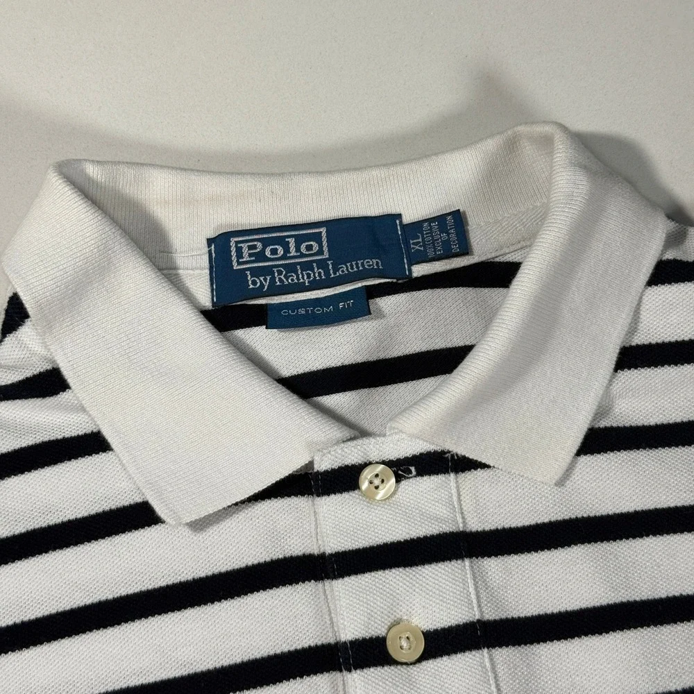 Polo Ralph Lauren Big Pony Striped Polo Shirt Youth/Boys XL White Navy Blue Red‎